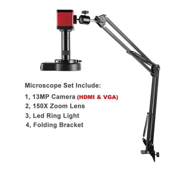 Digitalt Video Mikroskop, 150X Zoom Kapacitet, HDMI & VGA Udgange,HDMI VGA SÆT