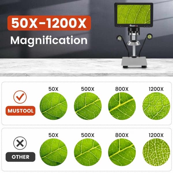 Digitaalinen mikroskooppi, 1200X suurennos, 1080FHD videolaatu,1200 kertaa