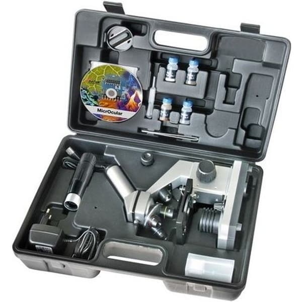 Mikroskop Junior - BRESSER - 40x-1024x - Elektronisk Okular - Portabel - Blandad Svart, Silver