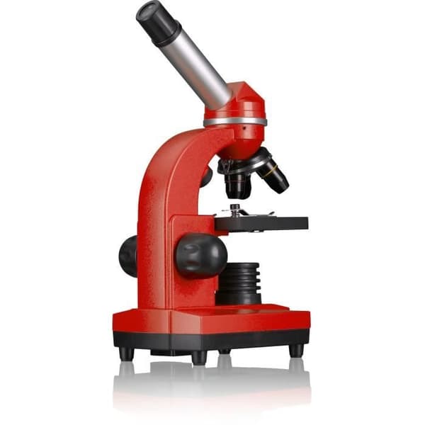 BIOLUX SEL studentmikroskop - BRESSER JUNIOR - 40x-1600x förstoring - experimentsats - röd