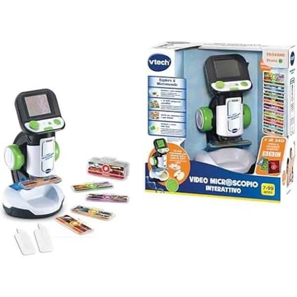 Interaktivt videomikroskop - VTech - Modell för barn - 2,4" skärm - 200x zoom - 9 illustrerade prover