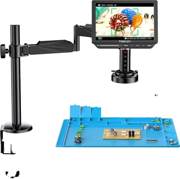 TOMLOV 4K Autofokus Mikroskop, 2000X Forstørrelse, 8-Tommer Skærm, Forbedret Belysning
