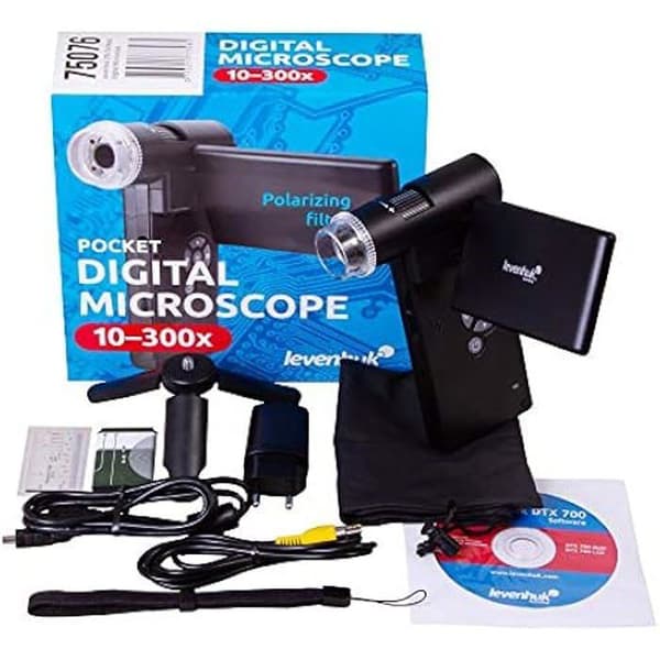 Digitalmikroskop - LEVENHUK - DTX 700 Mobi - Bärbar - Zoom 10-1200x - Kompatibel med Windows och Mac OS Svart