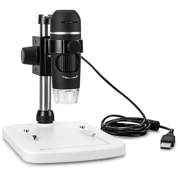Bärbar digitalmikroskop DIPROGRESS HOOKE USB5 5MPX - Zoom 10X-200X Vit, Svart