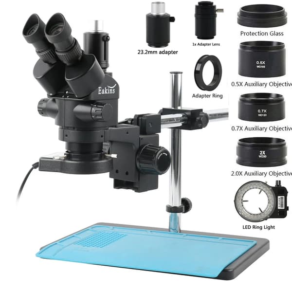 Zoom Stereo Trinokulært Mikroskop, Forstørrelse 3,5X-90X, Metalbygning,3.5x-90x Et sæt Sort