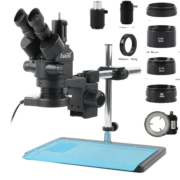 Zoom Stereo Trinokulært Mikroskop, Forstørrelse 3,5X-90X, Metalbygning,3.5x-90x Et sæt Sort