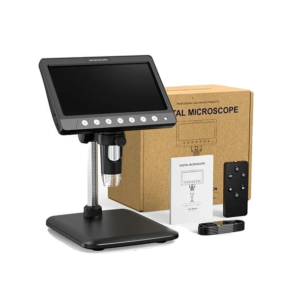 Digital Mikroskop, 7-Tommer Full HD Skærm, 1200X Forstørrelse,7tommer Sort, 1200X