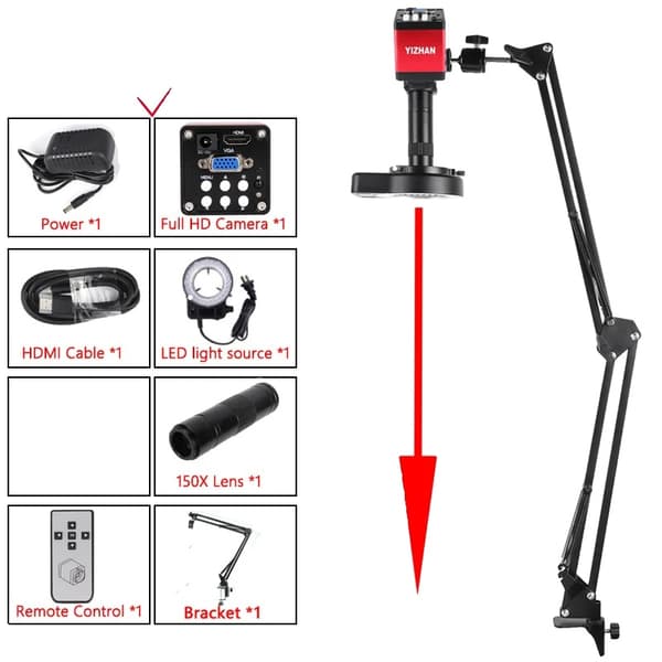 Digitaalinen videomikroskooppi, 150X suurennus, Ultra HD 48MP kuvantaminen,13MP VGA HDMI