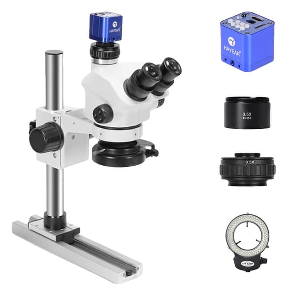 Binokulært stereo mikroskop, 7X til 45X forstørrelse, 24MP kamera,EU STIK