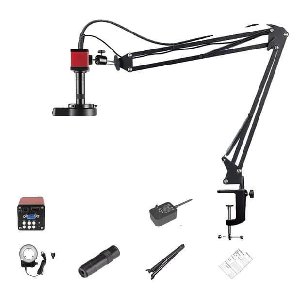 Industriell Mikroskop, 13MP Sensor, HDMI- och VGA-gränssnitt,Fullständigt mikroskopkit