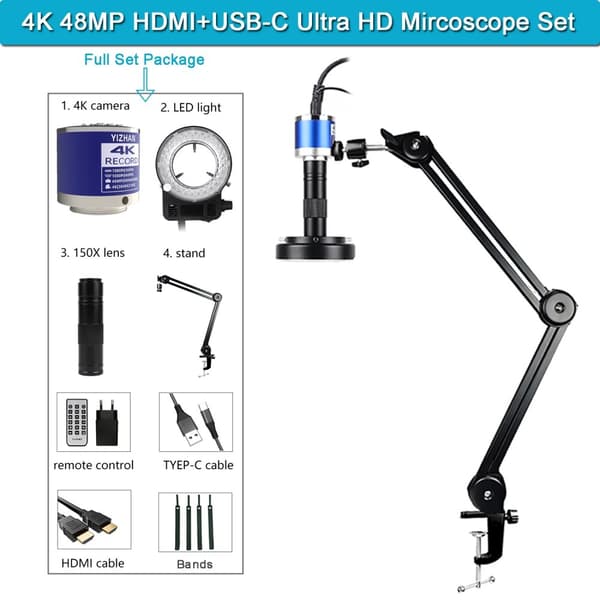 Digitalt Mikroskop, 48MP Kamera, 1-150X Forstørrelse,XHU4003 Opgradering