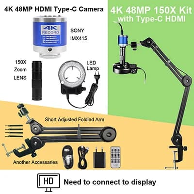 13MP HDMI VGA Kit, 150X Zoom, 8.42MP Sony Sensor,150X, 4K 48MP Opgraderingskit-a