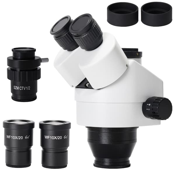 Binokulært stereo mikroskop, 7X-45X forstørrelse, 2K kamera, 144 LED belysning