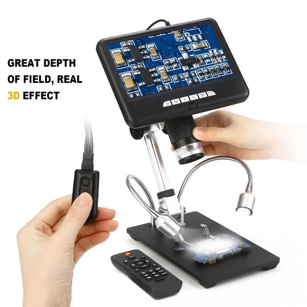 270X HDMI digitalt mikroskop med 4MP UHD 7" LCD-skärm för svetsning och reparation av mobiltelefoner, lätt att fokusera