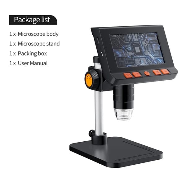 1080P 50X-1000X digitalt mikroskop med 4,3" HD LCD-skärm och 8 justerbara LED-lampor, deformerbart och bärbart