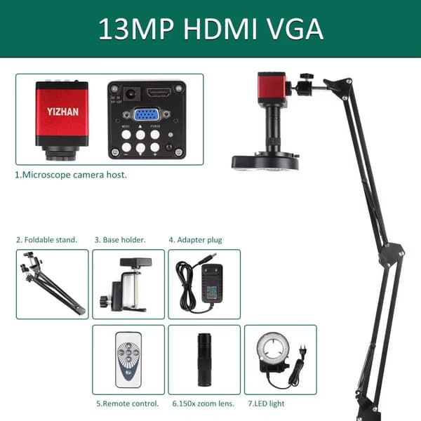 Digitaalinen mikroskooppi, 150x suurennus, HDMI VGA -ulostulo,HDMI VGA Perusmalli