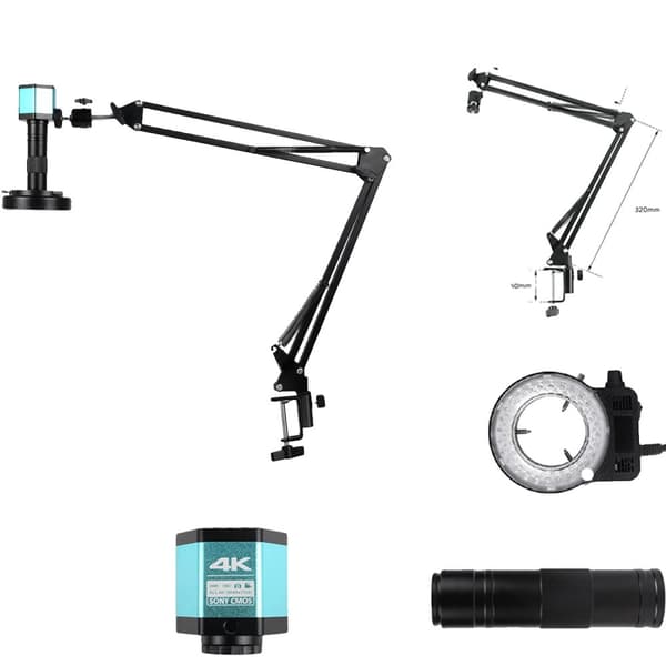 Digitaalinen mikroskooppi, 150X suurennos, LED-renkaisvalaisin,HDMI TYPE-C -sarja