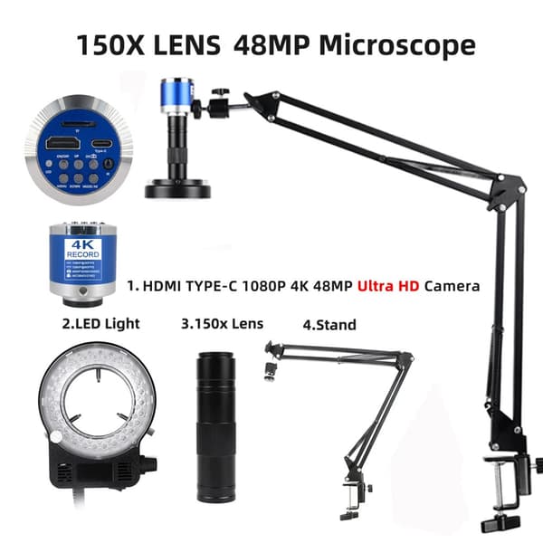 Digitaalinen mikroskooppi, 48MP HD-kamera, säädettävä LED-valo,XHU4003-150X sarja