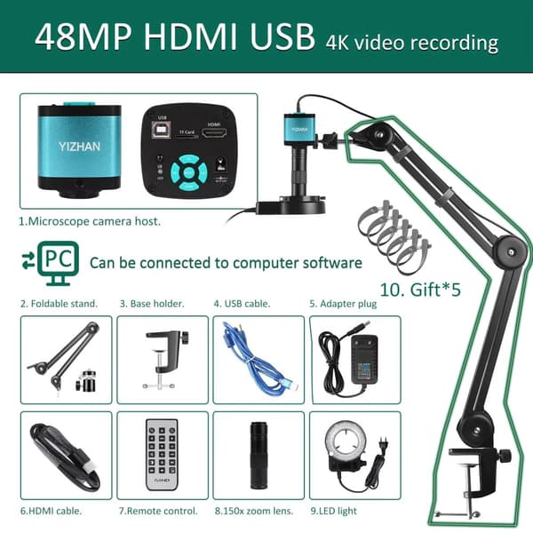 HD Digitaalinen Mikroskooppi, 4K Videotallennus, 150X Suurennos,48MP SONY IMX327