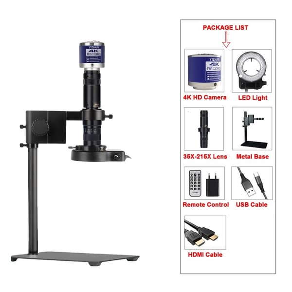 Digitaalinen mikroskooppi, 4K HD -kamera, 35X-215X suurennus,4K Set Säännöllinen Perus