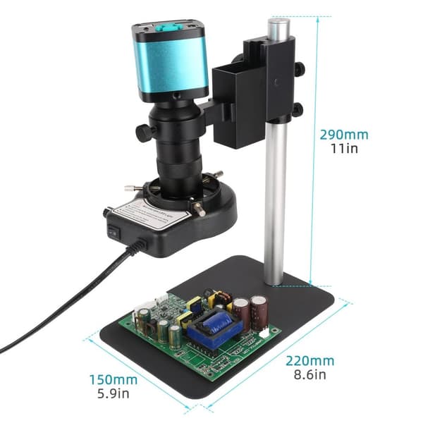 1-130X 4K 48MP HDMI USB 60FPS monokulärt videomikroskop kit, variabel ljusintensitet och riktning