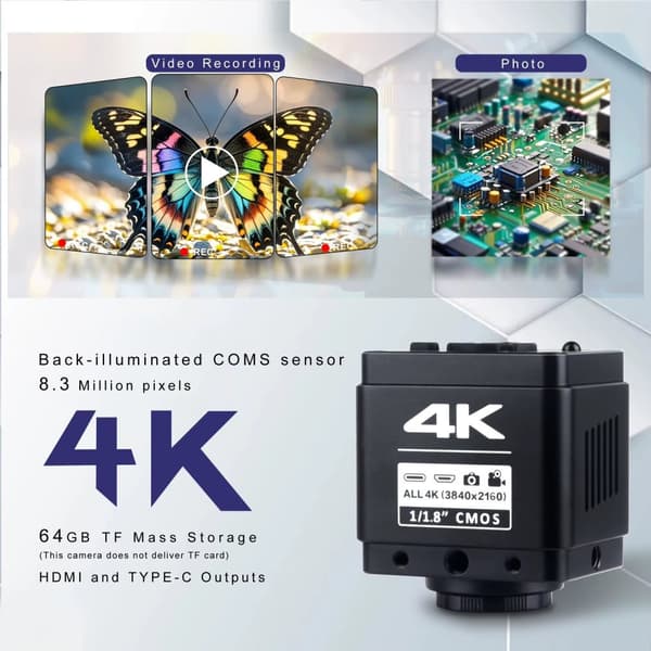 4K 1080P 1X-150X USB-C HDMI elektroniskt digitalt mikroskop kit för svetsning med fällbart stativ och fjärrkontroll