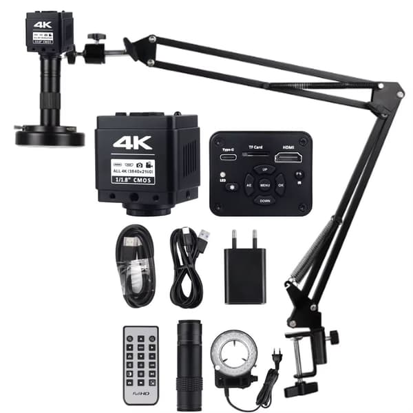 4K 1080P 1X-150X USB-C HDMI elektroniskt digitalt mikroskop kit för svetsning med fällbart stativ och fjärrkontroll