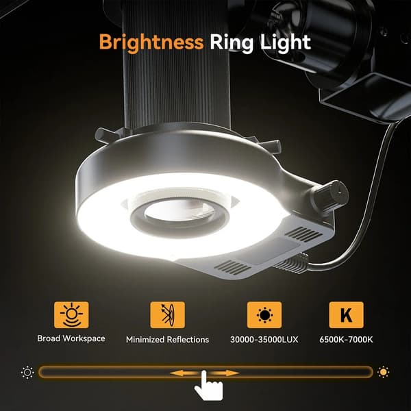 2000X 4K HDMI digitalt svetsmikroskop med utkragningsstativ och ringlampa, bredare synfält, högre upplösning