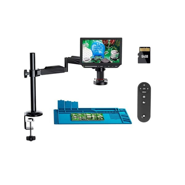 2000X 4K HDMI digitalt svetsmikroskop med utkragningsstativ och ringlampa, bredare synfält, högre upplösning