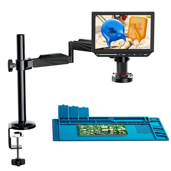 2000X 4K HDMI digitalt svetsmikroskop med utkragningsstativ och ringlampa, bredare synfält, högre upplösning