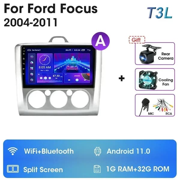 Bilradio, Android 12 kompatibilitet, GPS-navigation, T3L(A)-MIC-FS-CAM
