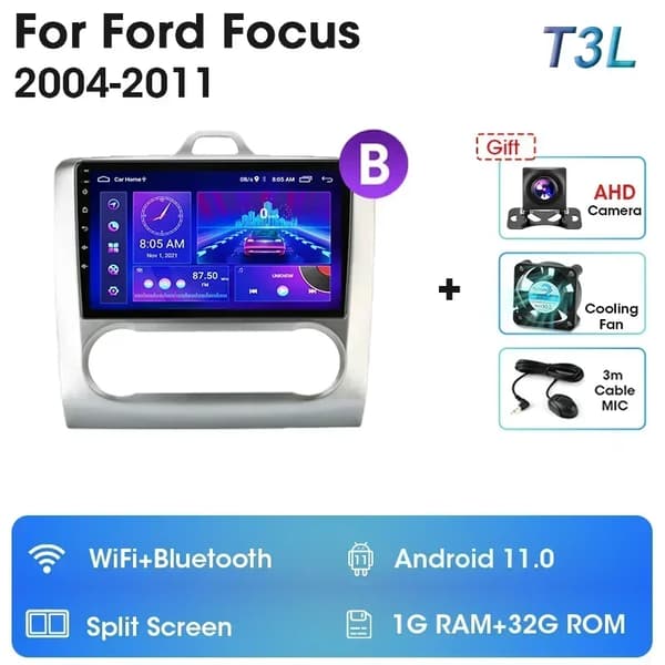 Bilradio, Android 12-kompatibilitet, GPS-navigation, T3L(B)-MIC-FS-CAM