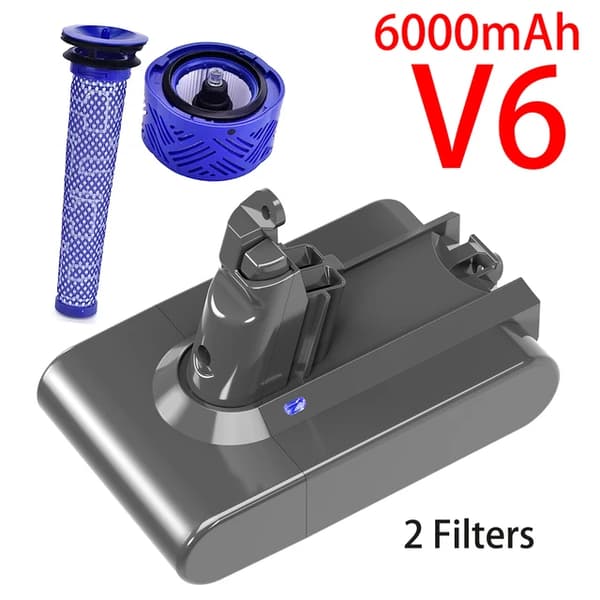 Imuriakun akku, ladattava, yhteensopiva Dyson V6-V10:n kanssa., V6 6000mAh suodatin