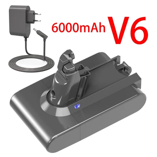 Dammsugare Batteri, Uppladdningsbart, Kompatibelt med Dyson V6-V10, V6 6000mAh laddare