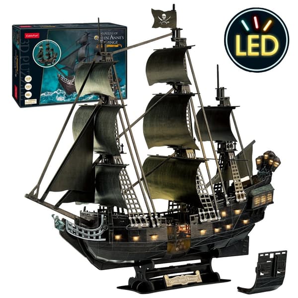 3D-pussel, LED-lampor, piratskeppsmodell, L522h