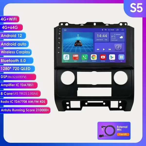 Android bilradio, GPS-navigation, Carplay, S5