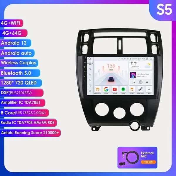 Auton monimedia soitin, GPS-navigointi, Carplay-äänijärjestelmä, S5 B