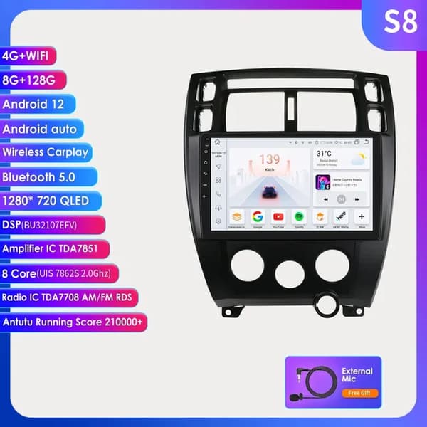 Bil Multimedia Afspiller, GPS Navigation, Carplay Audio, S8 B