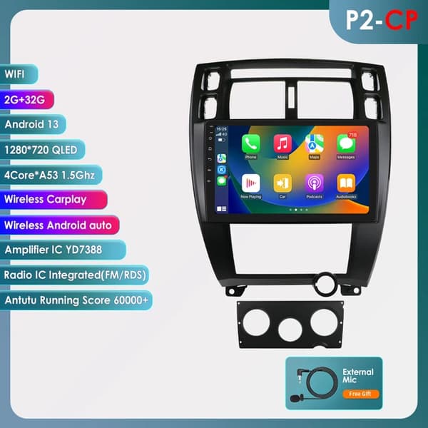 Auton monimedia soitin, GPS-navigointi, Carplay-äänijärjestelmä, P2-CP A