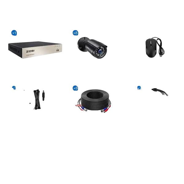 CCTV-system, H265+ komprimering, 5MP Lite HD-TVI DVR, , 1T, 8CH DVR x 8 Cameras