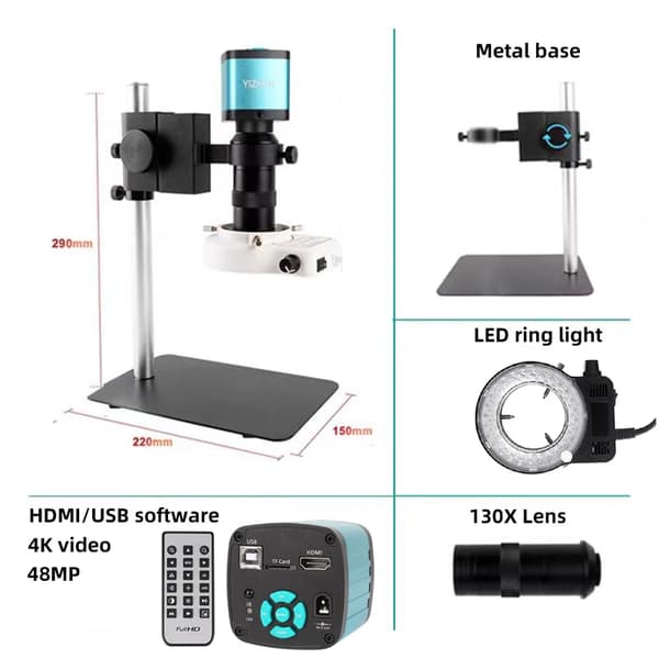 Digitaalinen mikroskooppi, 130X suurennuslasi, HDMI/USB-ulostulo,48MP Setti