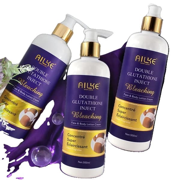 Opfriskende Fugtgivende Body Lotion, Egnet til Sort & Mørk Hud, Stor Flaske med Pumpe, 3 Glutathione Lotion