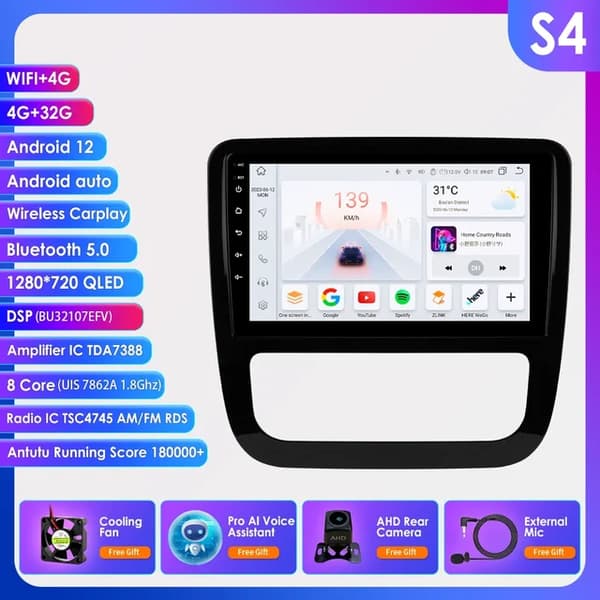 Carplay Android Auto, AI-integraatio, GPS-navigointi, S4 AI AHDC2