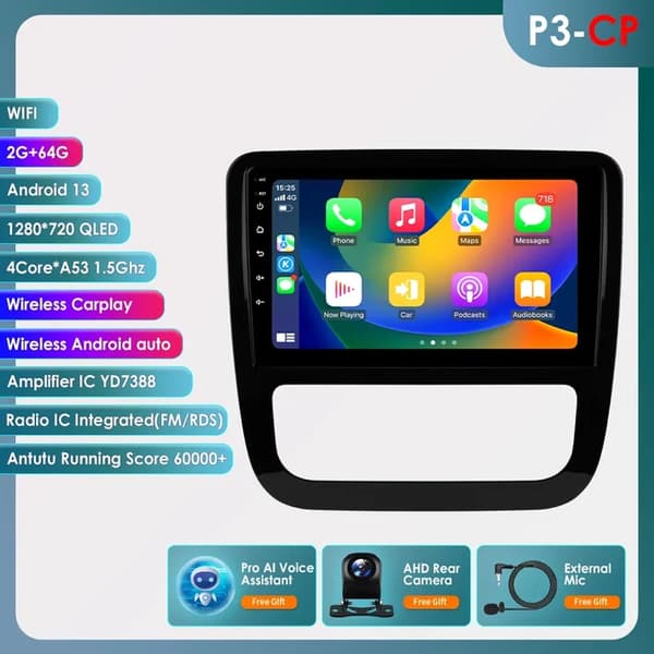 Carplay Android Auto, AI-integraatio, GPS-navigointi, P3-CP AI AHDC6