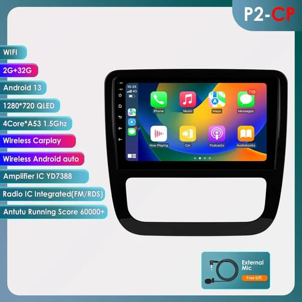 Carplay Android Auto, AI-integration, GPS-navigation, P2-CP (4Core 2G 32G)