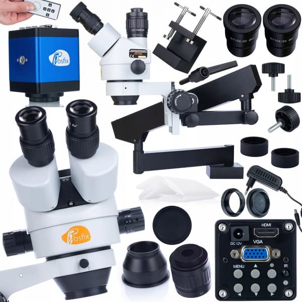 Rosfix Neptune Pro MSNP-T-WDMS1 trinokulaarinen stereomikroskooppi puomilla + Draco Blue PRO -mikroskooppikamera KMDBP-HDMI-VGA 2mp Plantes PRO -sarja