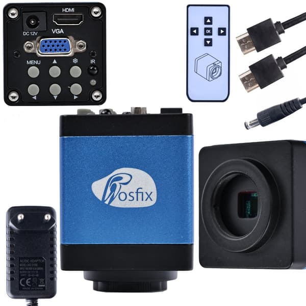 Rosfix digitalt mikroskop med justerbar arm Earth Pro MCEP-0.5X-PZRR + 8 tommer display + digital mikroskopholder + Draco Blue kamera