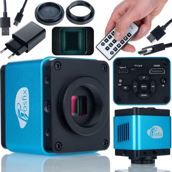 Rosfix Earth Pro MCEP-0.5X digitalt mikroskop med Aquarius PRO KMAP-HDMI-USBC 8.29mp kamera og justerbar 56xLED-belysning