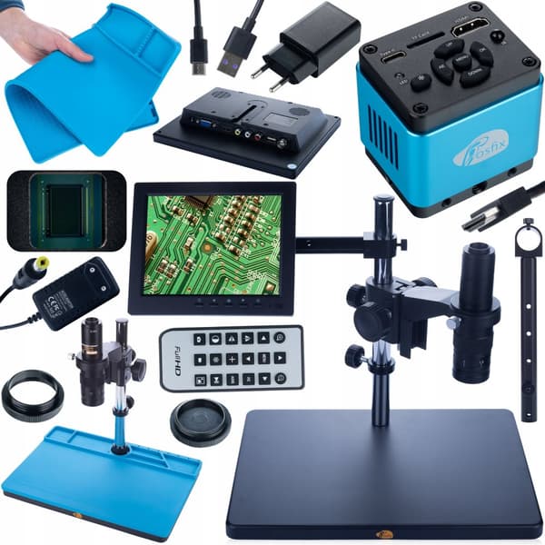 Rosfix Earth Pro MCEP-0.5X digitalt mikroskop + Aquarius PRO KMAP-HDMI-USBC kamera 8.29mp + Silikonemåtte 380x260mm + Holder 280mm + 8" skærm