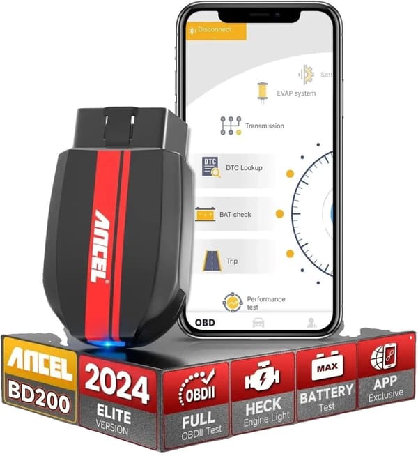 Bilskanner, Bluetooth-anslutning, batteritest, ANCEL BD200